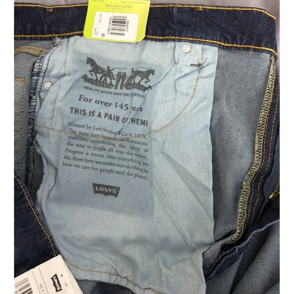 Levis Men's 502 Taper‎ Fit Stretch Jeans Clean Run - Dark Indigo Size 42X36 New